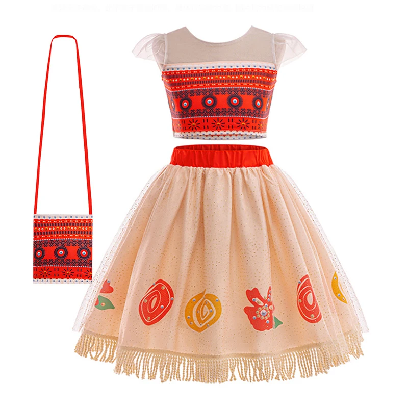 Disney Girl Vaiana Princess Fancy Clothes Movie Moana 2 Girls Cosplay Dresses Children Christmas Halloween Party Cosplay Dress