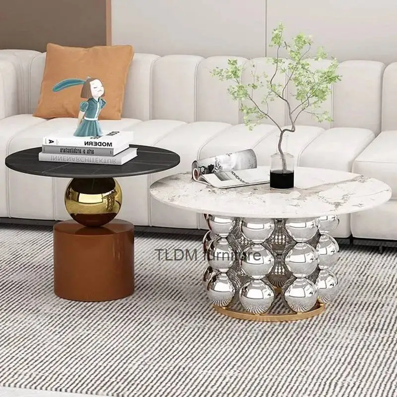 

Simple Marble Coffee Table Nordic Clear Balcony Italian Round Bed Side Table Sofa Stone Kaffee Tische Living Room Accessories