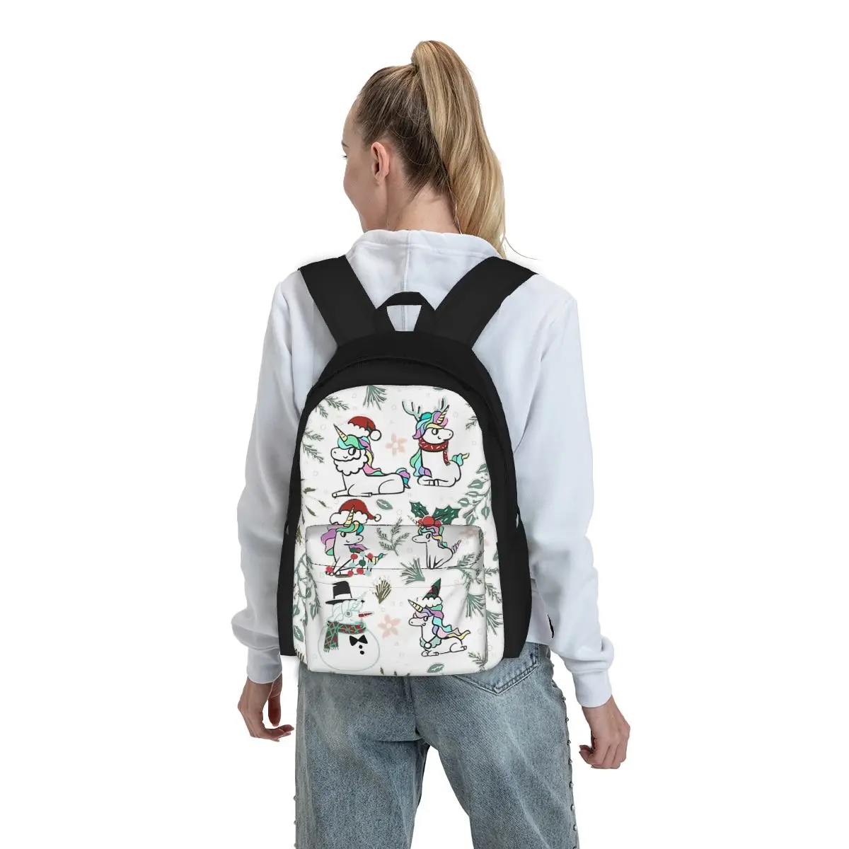 Mochilas de unicornio de Navidad para niños y niñas, mochilas escolares de dibujos animados para estudiantes, mochila para computadora portátil, bolsa de hombro