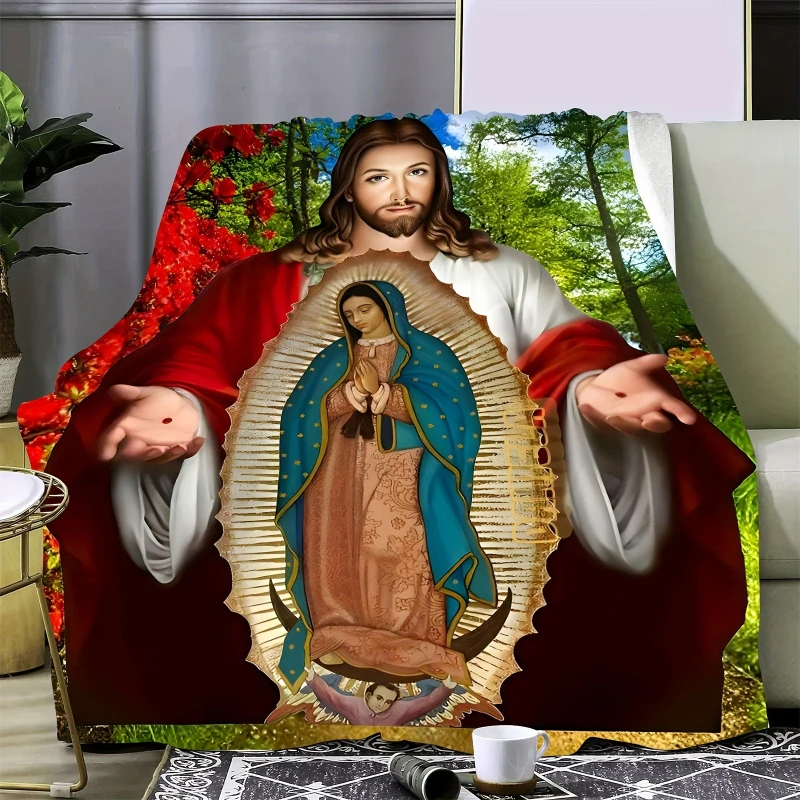 And Our Lady of Guadalupe Printed Blanket, Soft Warm Thickened Flannel Throw, All-Season Home Nap Air Conditioner Blanket