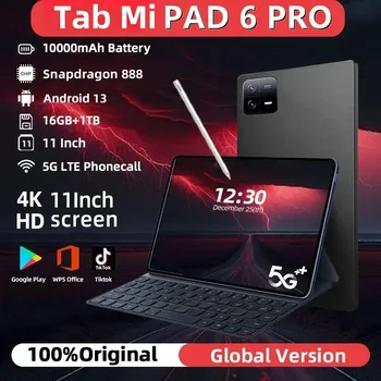 2024 Original Global Version HD 4K Pad 6 Pro Snapdragon 888 11 inch Tablet PC 16GB+1TB Android 13 10000mAh 5G Dual SIM WIFI Tab