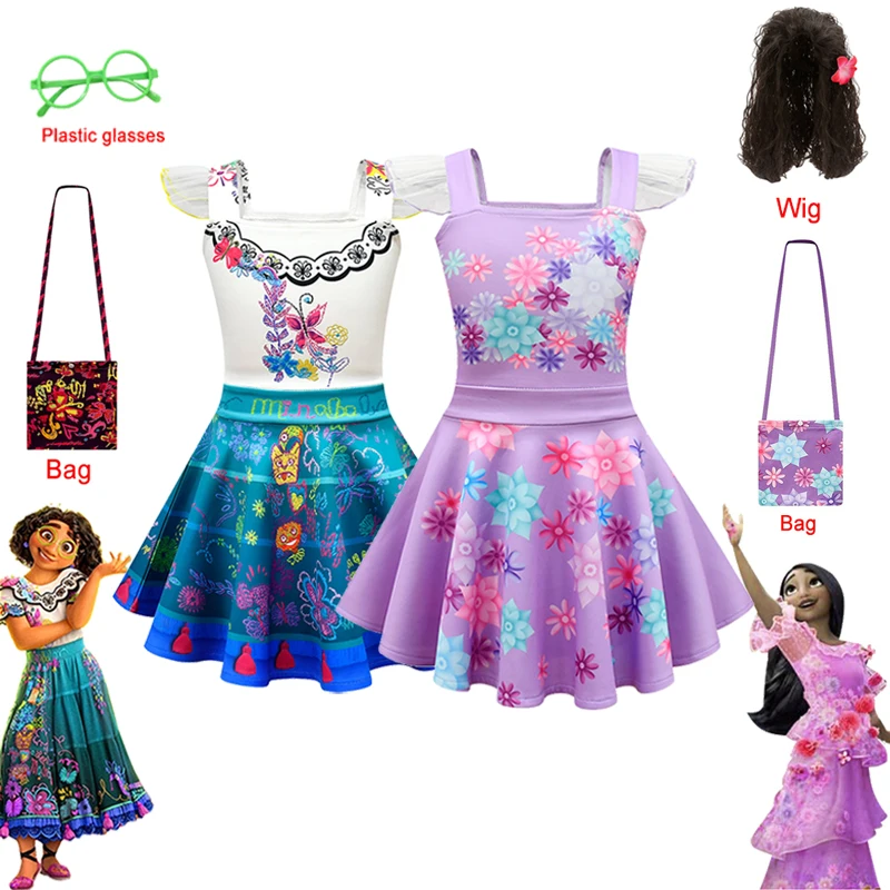 

2022 New Movie Encanto Mirabel Isabela Cosplay Dress Costumes Fancy Princess Dresses Children Party Madrigals Kids Clothes