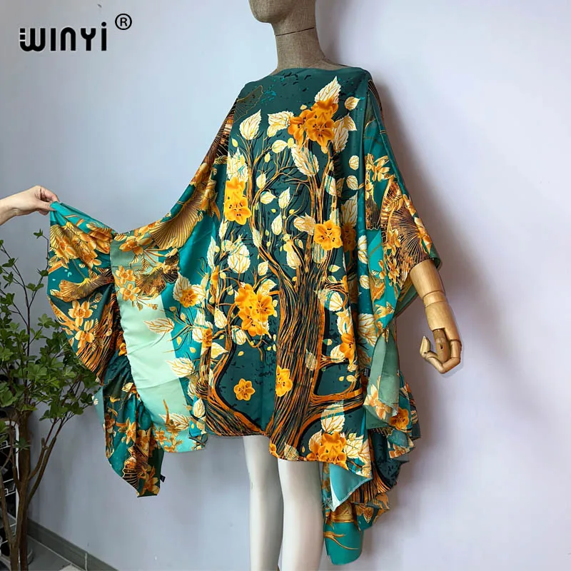 Kobiety WINYI boho letnia moda wieczorowa impreza plażowa Africa Lady kaftan wakacje z jednym dekoltem seksowna elegancka okrycie plażowe sukienka