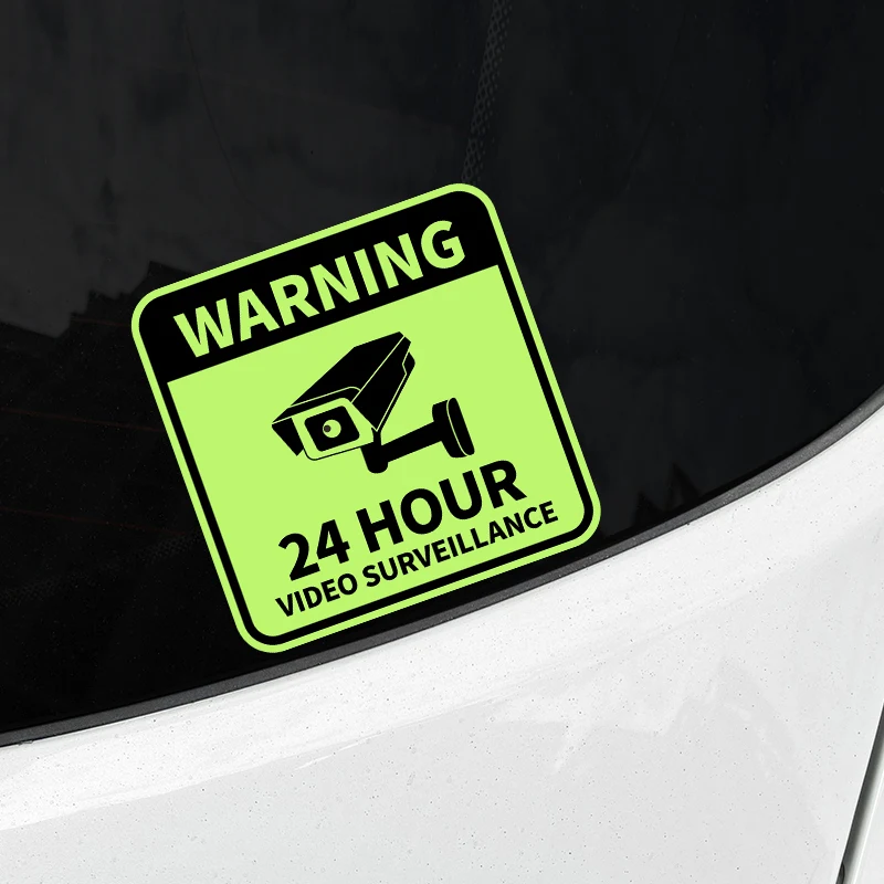 1PC WARNING 24HOUR VIDEO SURVEILLANCE Motorcycle Glow Stickers Motorbike Front Fairing Car Window Bumper Glow-in-the-dark Decals image 6