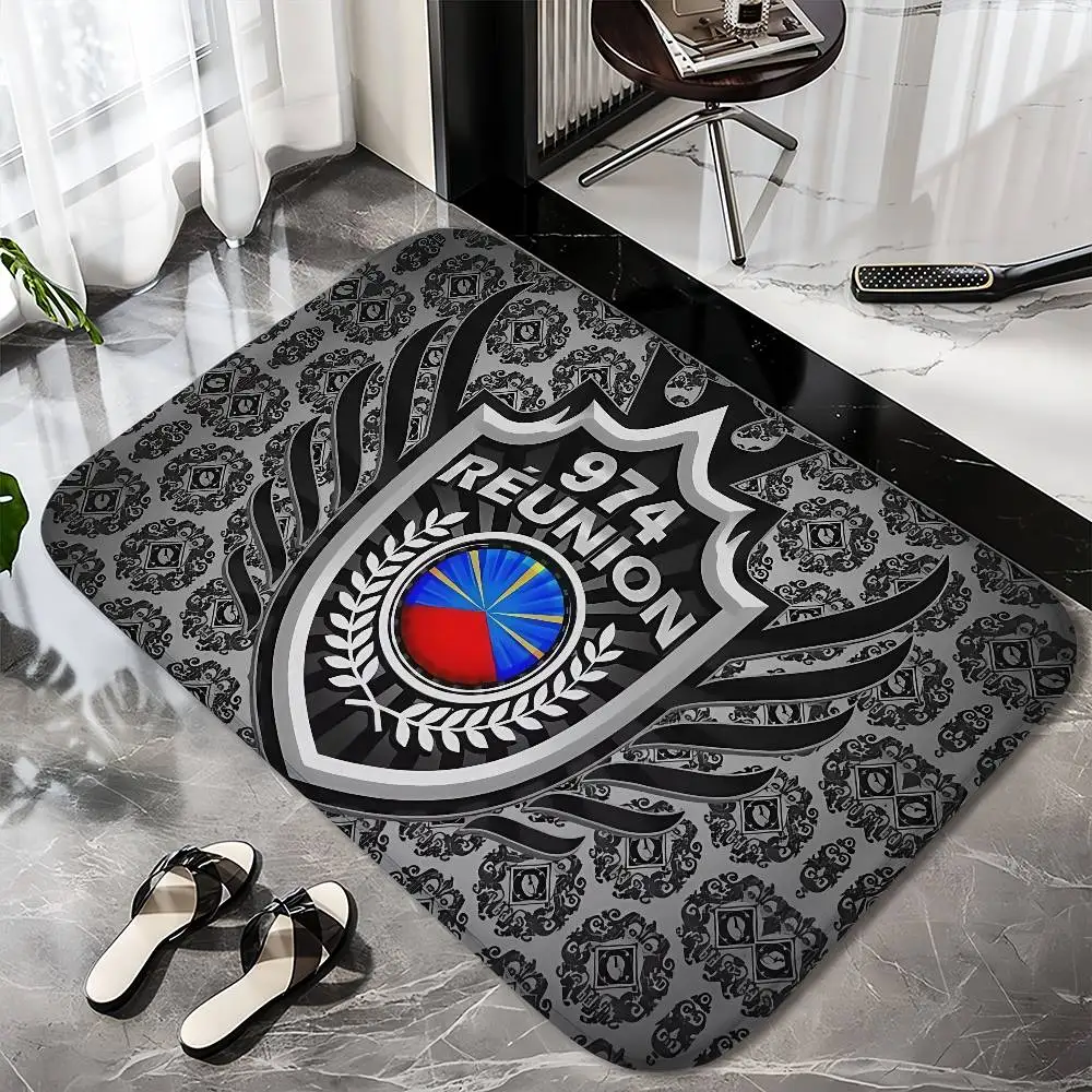 

974 Reunion Island Logo Front Floor Mat Printed Large Carpets Room And Bedroom Carpets Bathroom Anti Slip Door MATS Small Carpe
