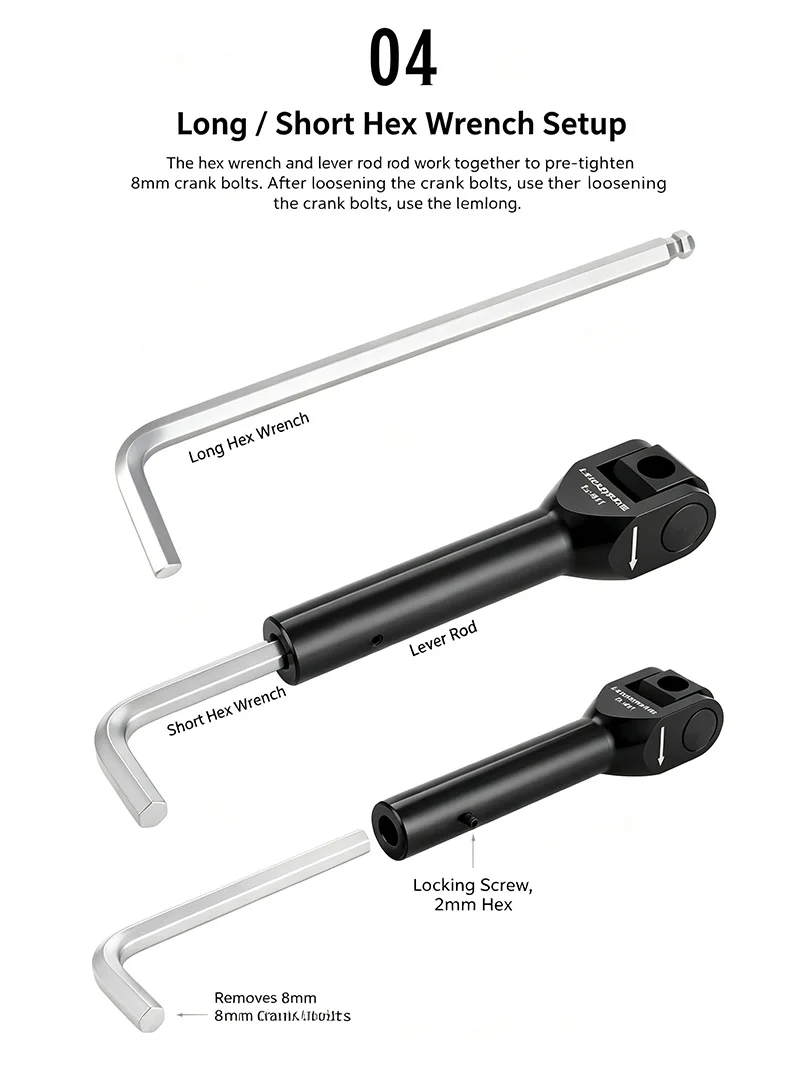 TOOPRE Kurbelschrauben-Entfernungswerkzeug 8/10 mm Schraubenschlüssel für SRAM DUB Kurbelgarnitur Fahrradkurbelabdeckung Demontage-Reparaturwerkzeug – Detail 10