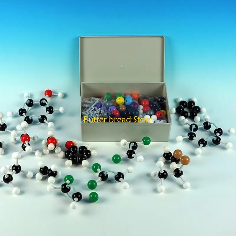 مجموعة W89C 444 PCS طقم نموذجية الجزيئية للكيمياء غير العضوية والذرات العلمية الذرات الجزيئية النماذج الجزيئية المرمزة بالألوان