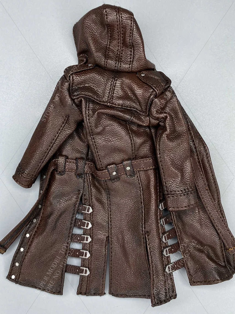 In Stock SSG-002 1/12 Scale Male Soldier Clothes Accessory Brown Long Leather Jacket Fit 6-inches Action Figure Model Doll