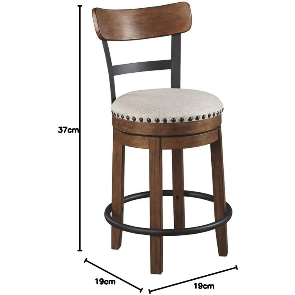 Valebeck Rustic Farmhouse 24.5” Counter Height Swivel Bar Stool, Brown