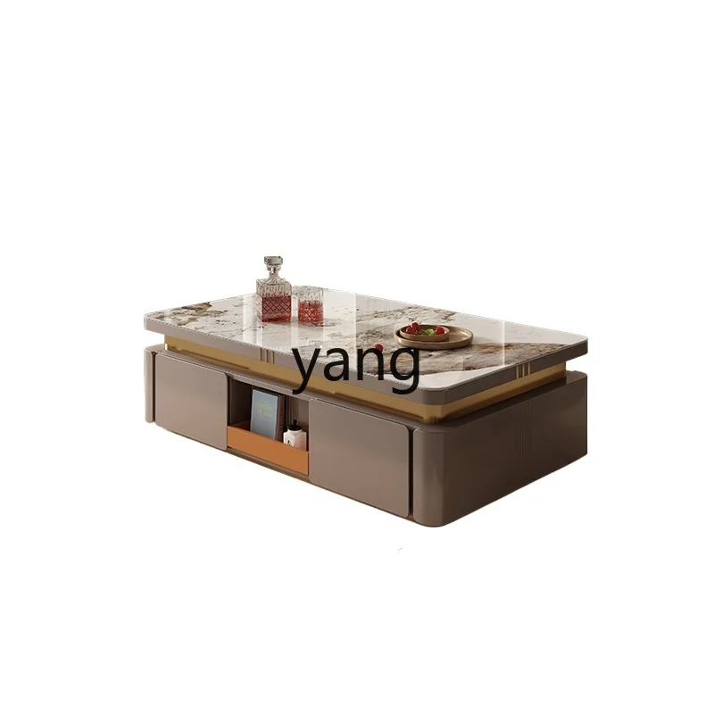 

LTT light luxury rock slab coffee table simple modern living room home rectangular TV cabinet combination