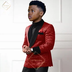Boys Suit 2 Piece Set - Sequined Suit and Pants Little Groomsman Speech Special Occasion Graduation Birthday Gift