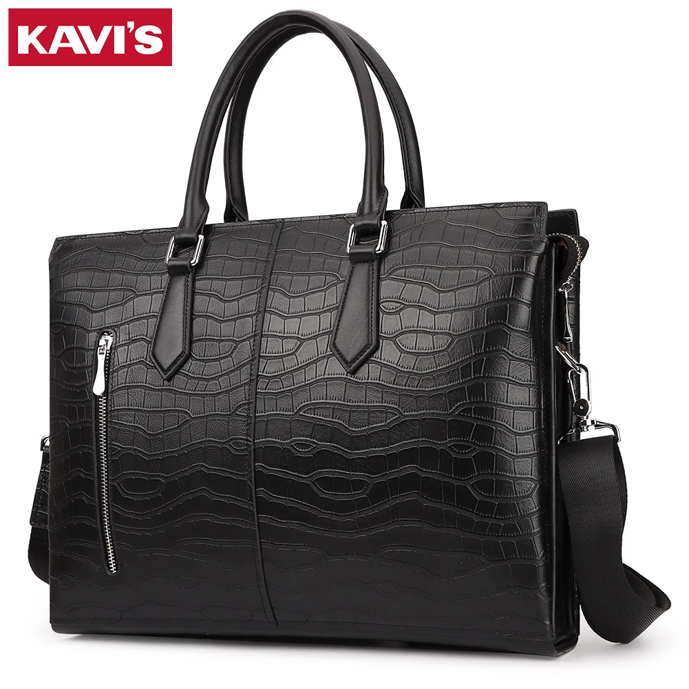 2023 Genuine Leather Men Briefcase Bag High Quality Crocodile Business Laptop Office Handbag Luxury Shoulder Messenger Bags