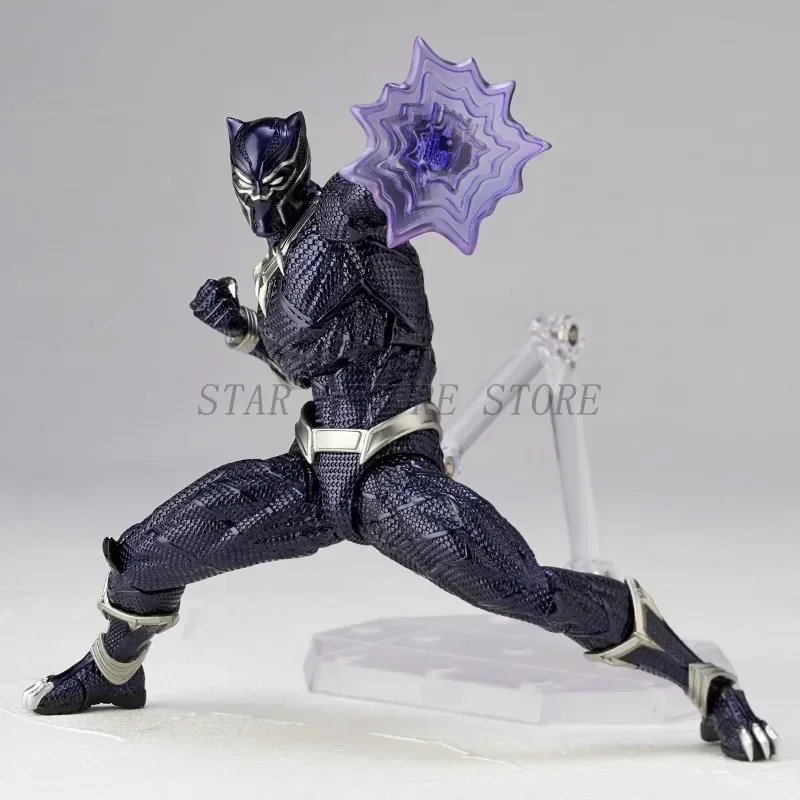 Geweldig Yamaguchi Black Panther actiefigurencollectiemodel 15 cm Kaiyodo Revoltech # 030 Marvel T Challa beweegbaar beeldje speelgoed
