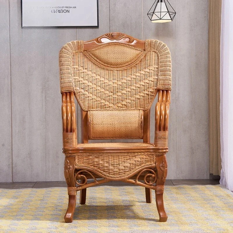 Classical Chinese furniture rattan bench chair, Tengyi leisure high-back boss office chair