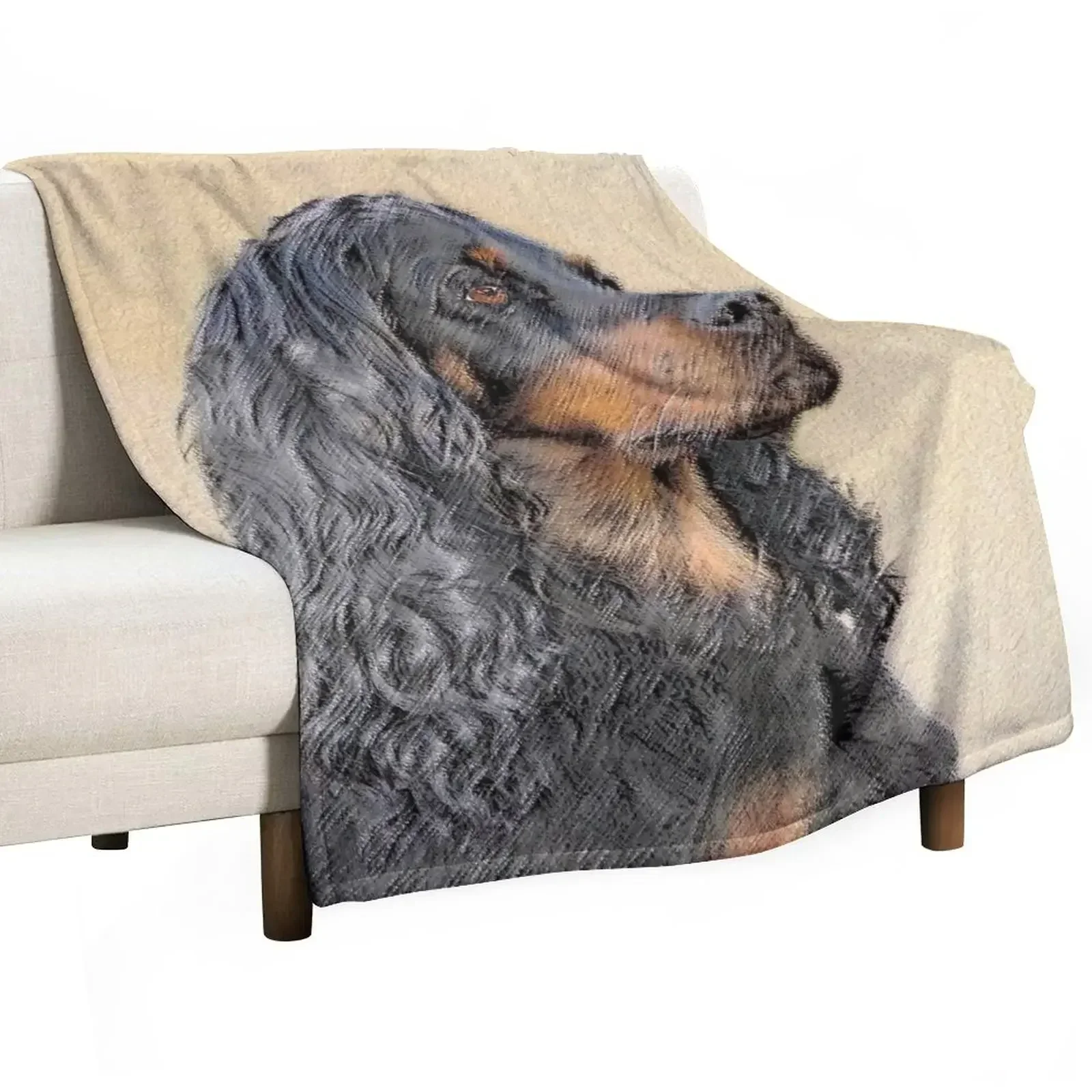 

Gordon Setter Painting - Cute Original Dog Art Throw Blanket blankets and throws Bed linens decorative Blankets