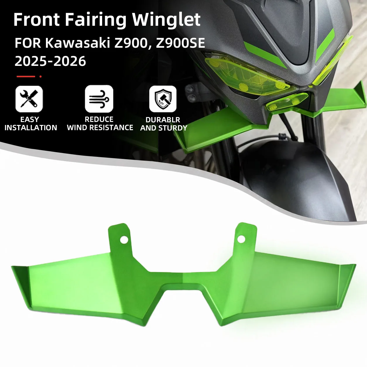 Kit d'ailes avant, bec de moto, spoiler de carénage inférieur et aileron fixe pour KAWASAKI Ninja Z900 Z900SE Z 900 SE 2025 2026