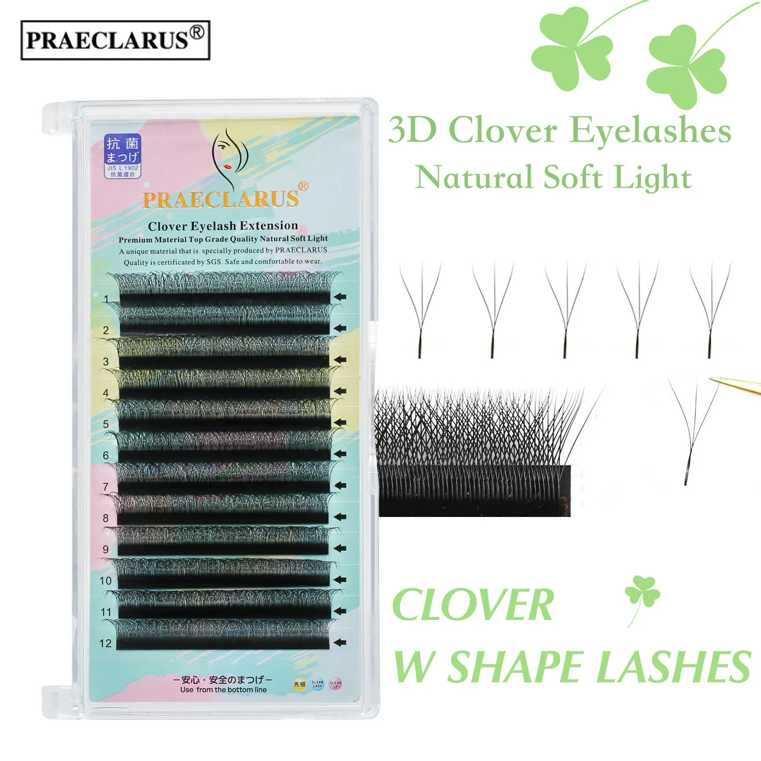 [SHIP ON 24 HOURS]Wholesale  0.05 W Lash 3D Effect Clover Extensions Bushy Lashes Faux Mink Eyelashes Handmade Eyelash