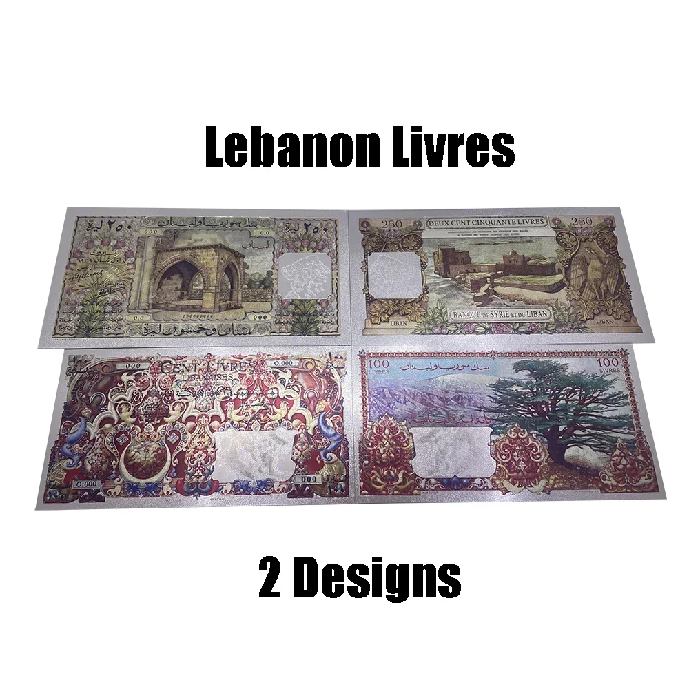 Lebanon Pound 50 100 250 Livres Liban Gold Banknote Silver Note Cards Souvenir Business Gift for Collection Home Decor