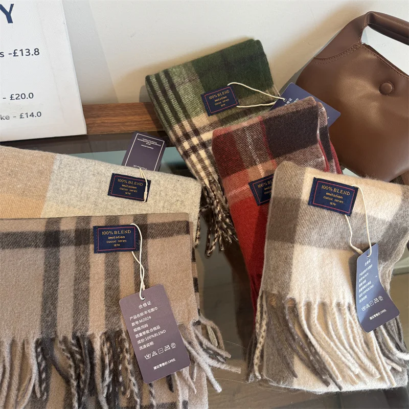 Cashmere Like Plaid Scarf - Luxury Unisex Tartan Wrap for Men & Women, Soft Warm Winter Neck Warmer