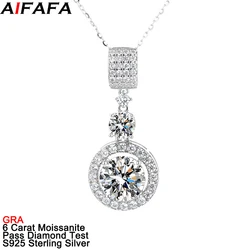 Collana con ciondolo Moissanite da 6 carati per donna uomo Moissanita Lab Diamond 925 Sterling Silver Wedding Neck Chain Fine Jewelry