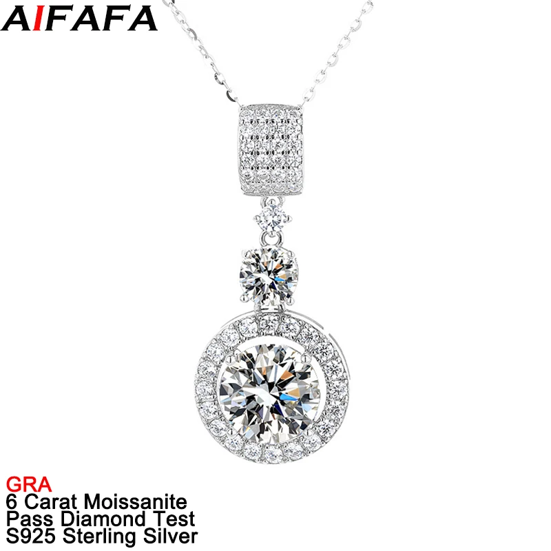 6 Carat Moissanite Pendant Necklace for Women Men Moissanita Lab Diamond 925 Sterling Silver Wedding Neck Chain Fine Jewelry