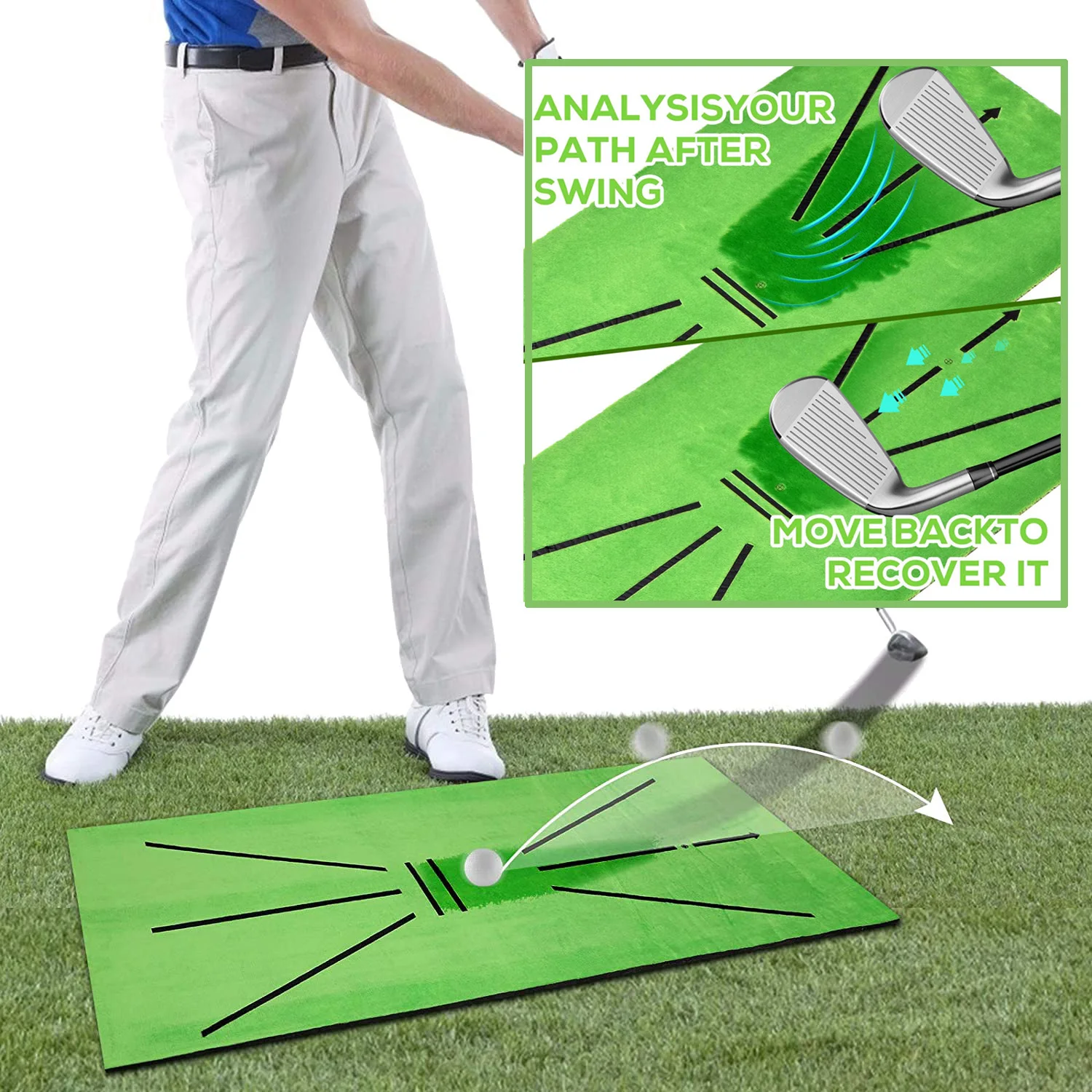 

Golf Training Mat Swing Track Practice Marking Pad Detection Batting Ball Trace Directional Detection Mat