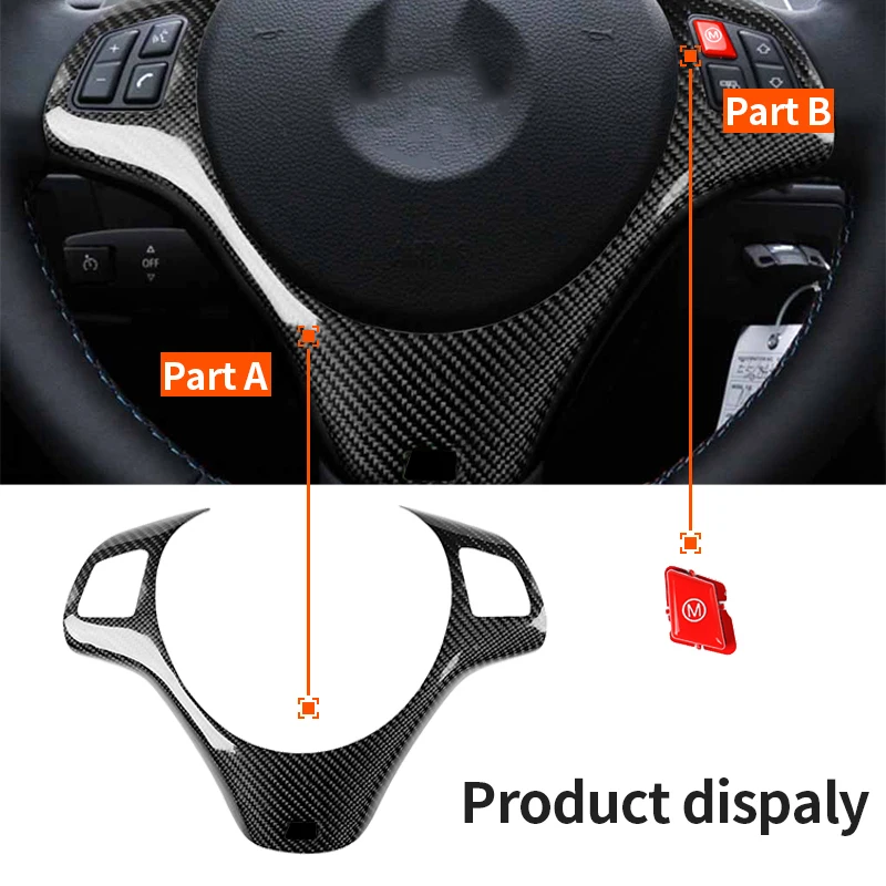 Car interior No holes steering wheel Carbon fiber decorative cover For 3 Series E93 E92 M3 2007-2012