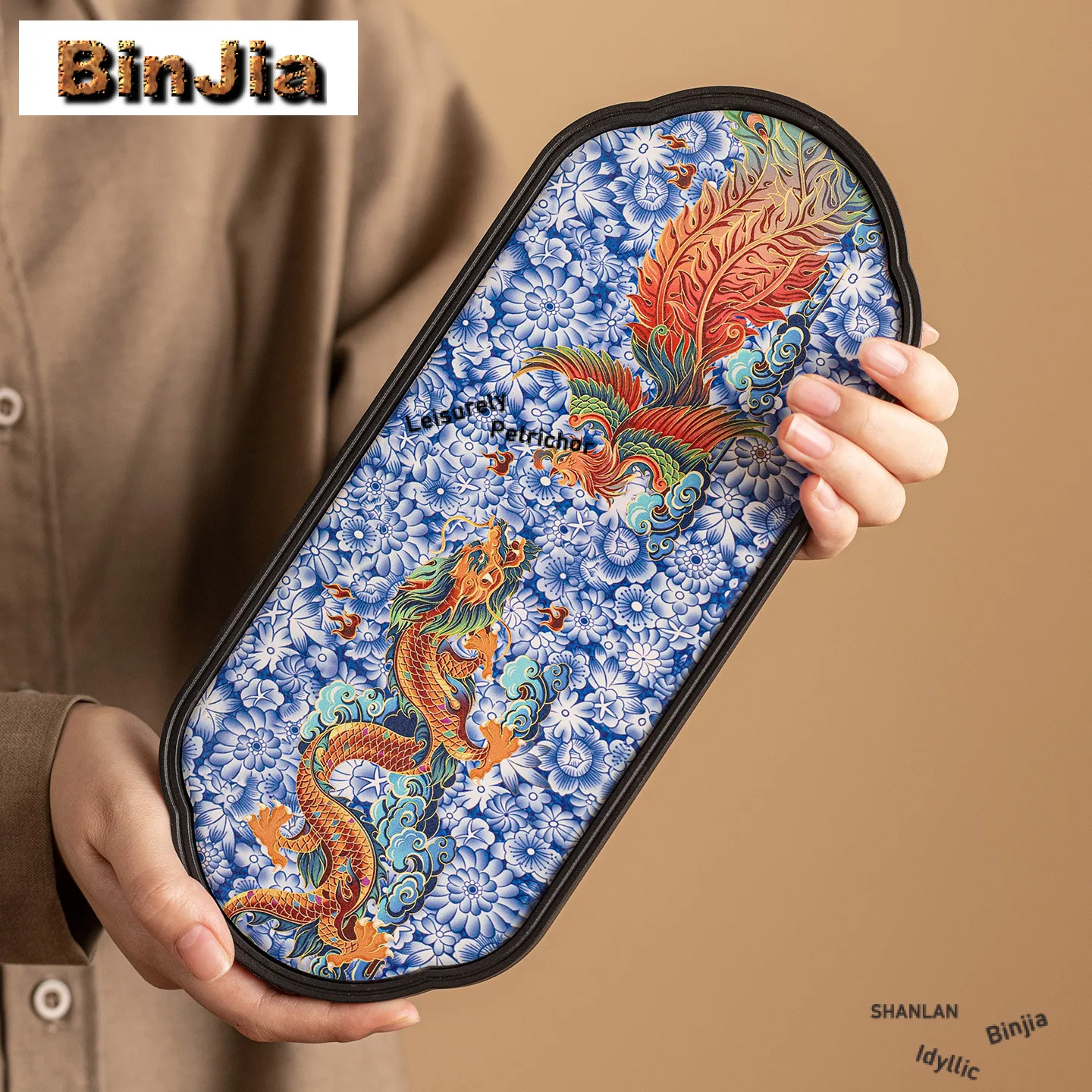 Blue And White Dragon Phoenix Tea Tray Afternoon Tea Dessert Plate Coffee Storage Board Teapot Trivets Dishes For Serving Teaset