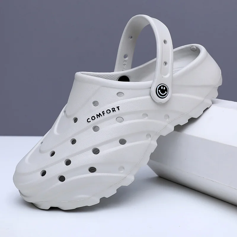 

Мужские тапочки на толстой подошве, лето 2024, уличная садовая обувь для отдыха, серые дышащие мужские туфли цвета хаки, бесплатная доставка