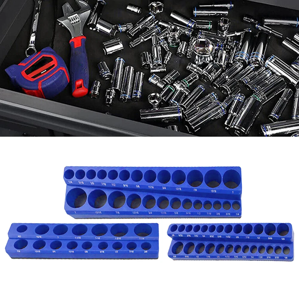 Magnetische Steckschlüssel-Organizer, magnetisches Steckschlüssel-Organizer-Set, 1/2 3/8 1/4 Antrieb, fasst 141, Steckschlüssel, metrisch, SAE, professionelles metrisches Werkzeug