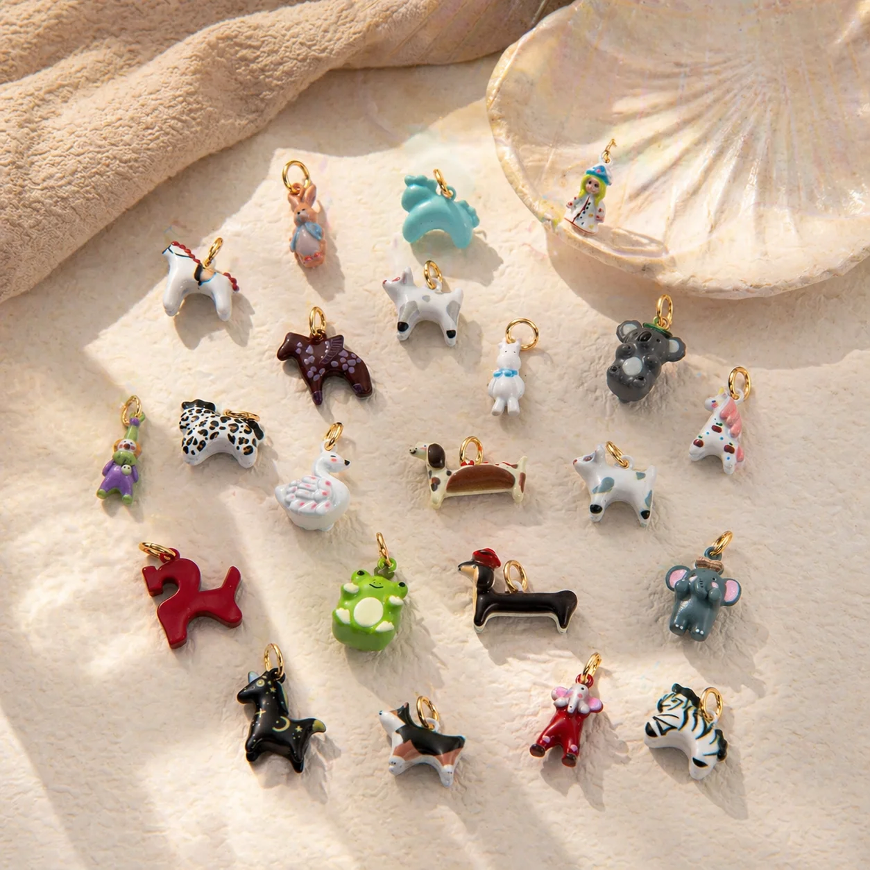 3 Stück Kawaii Emaille-Kupfer-Tierschmuck, vergoldet, niedlicher Schmuck, DIY-Halskette, Armband, Zubehör – Detail 3