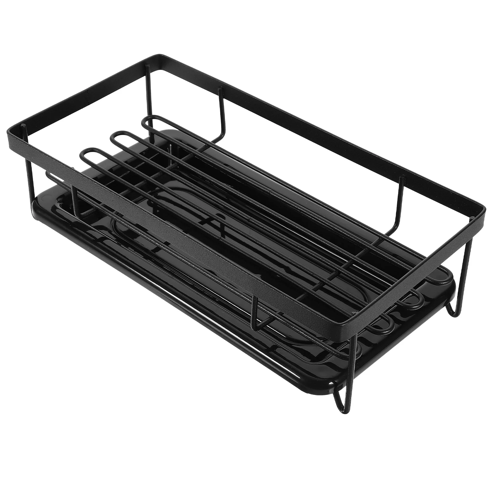 

Kitchen Sink Organizer Black Carbon Steel Sponge Holder Drainage Tray For Dishwashing Brush Soap Storage Kitchen Sink