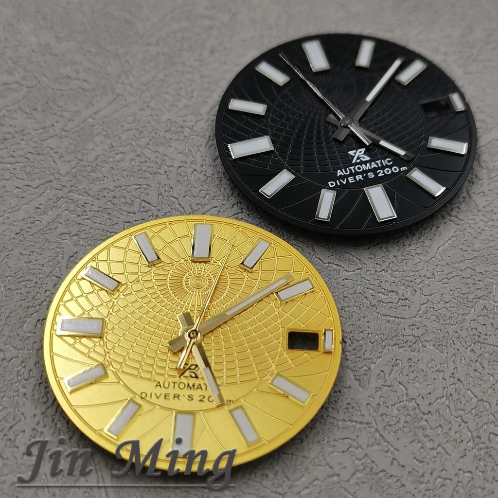 High Quality 28.5mm Silver Gold Black Blue Date Window Green Luminous Aseptic Dial Fit NH35 /NH36/4R/7S Automatic Movement