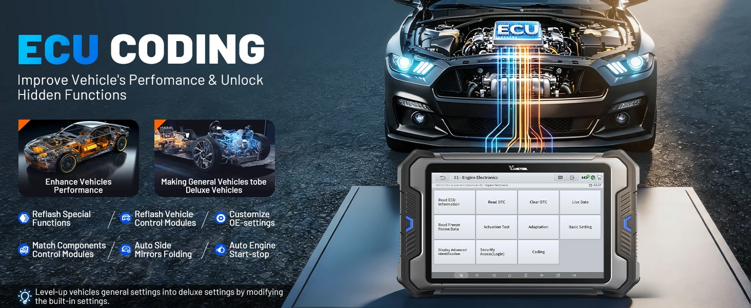 VDIAGTOOL VD80BT LITE OBD2 Scanner All Systems Automotive Diagnostic Tool Bidirectional Scanner 28+ Resets FCA&DOIP ECU Coding