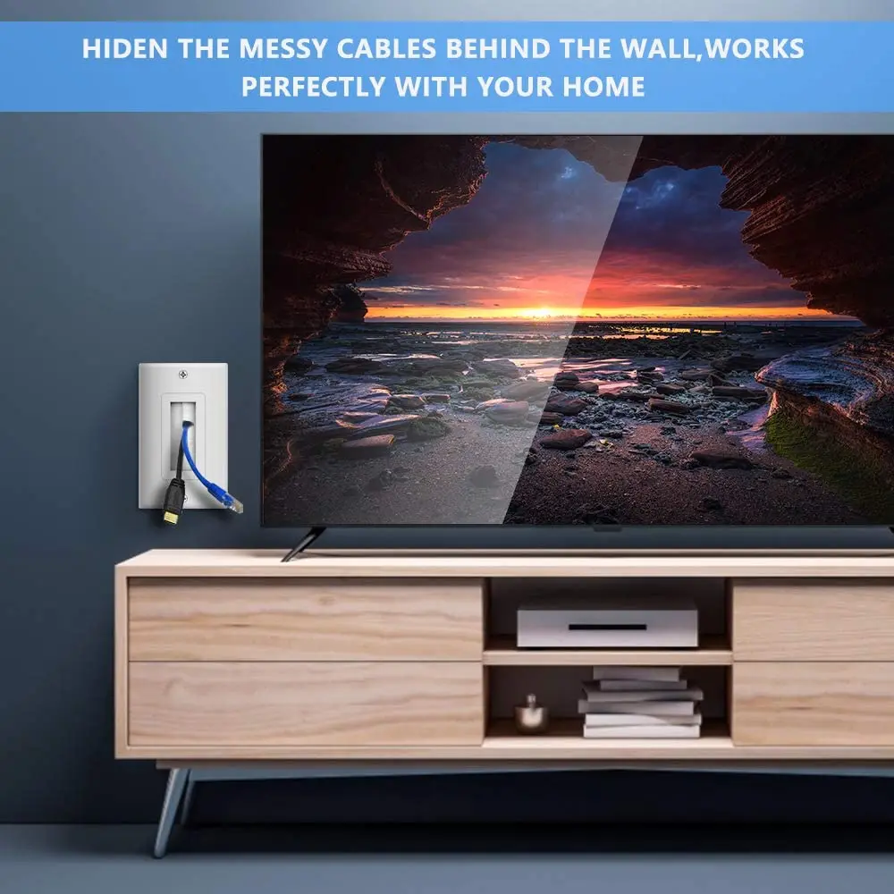 لوحة حائط بفرشاة مكونة من قطعتين مع كابل تثبيت بجهد منخفض وعصابة واحدة من خلال إدخال لسلك مكبر الصوت