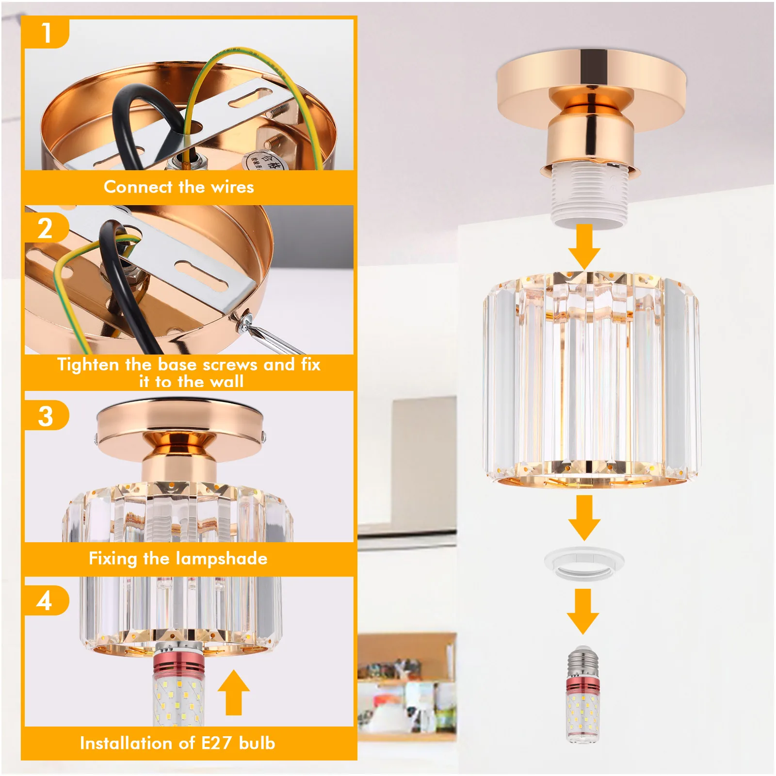 الحديثة بسيطة E27LED الكريستال مصباح مدخل الشرفة ضوء الفاخرة مصباح السقف الإبداعية شخصية شرفة الممر مصباح ديكور