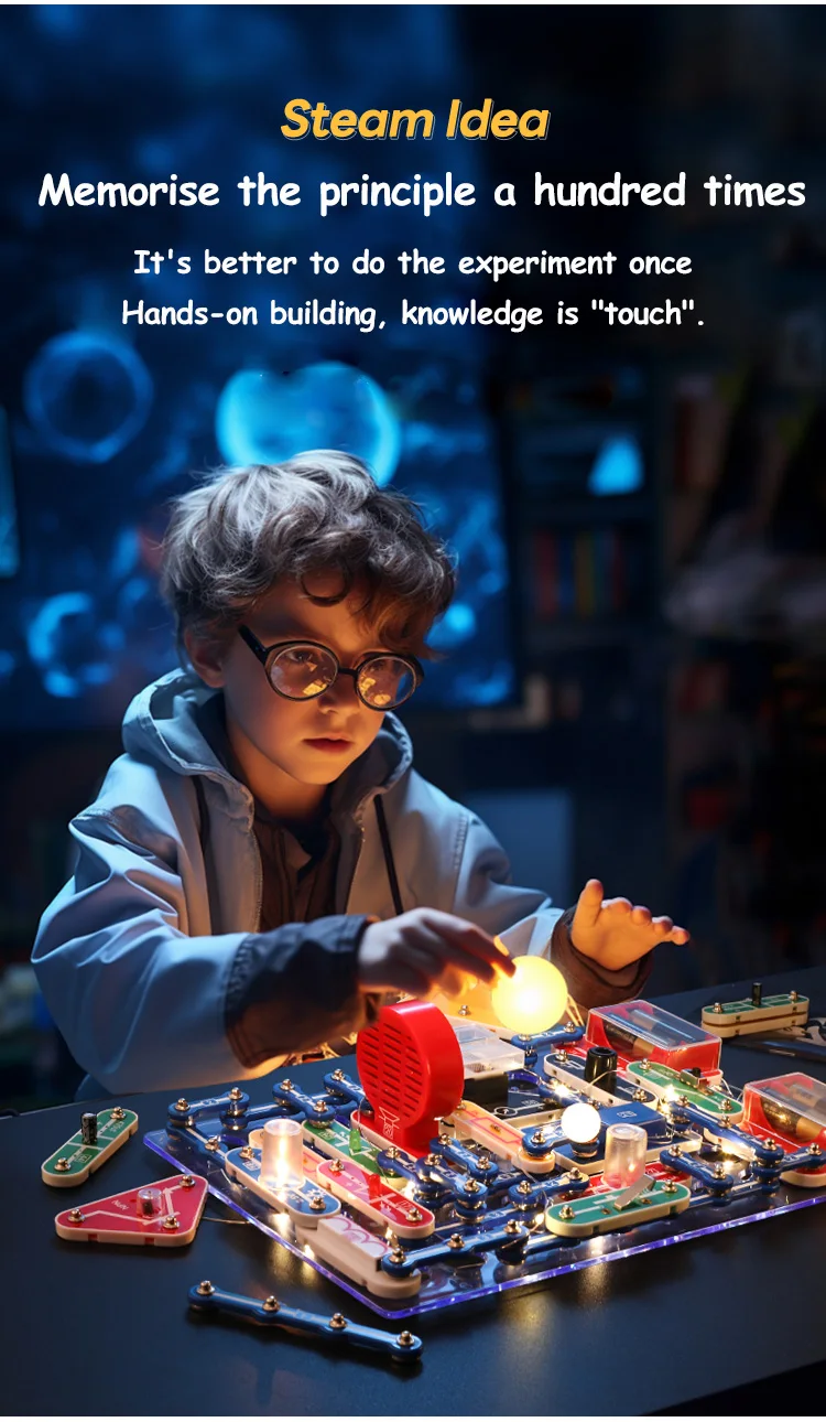 Children STEM Science Experiment Kit Circuit Blocks Physics Electronic Toys For Primary School Students DIY STEM Kits For Kids