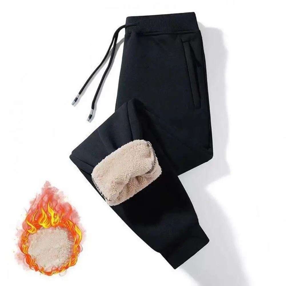 Pantaloni in pile per climi freddi pantaloni invernali con coulisse in peluche da uomo con tasche con cerniera pantaloni da viaggio sportivi caldi per elastico da lavoro