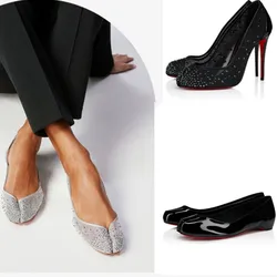 Summer New Women's Mesh Split Toe Ballet Flat Sandals Fashion Party Wedding Women's Sexy 34-44 Large High Heel Sandals