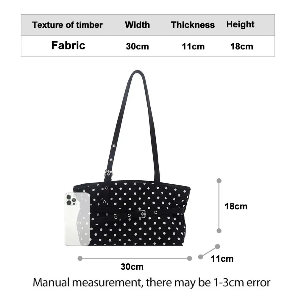 Lässige Schultertasche mit Polka-Dot-Muster, im koreanischen Stil, große Kapazität, ideal für den täglichen Gebrauch, Handtasche mit Schnallenriemen, Schultertasche für Damen. – Detail 26