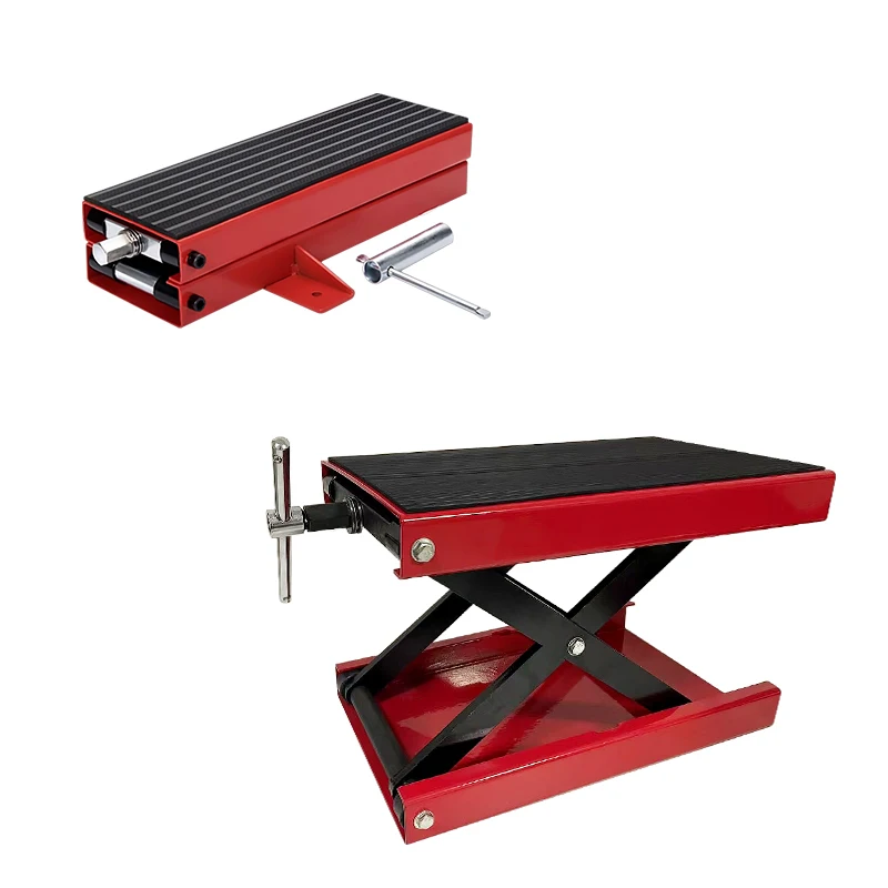 

Portable Double Cylinder Hydraulic Lift Tool Steel Scissor Jack Platform For Convenient Motorcycle Repair