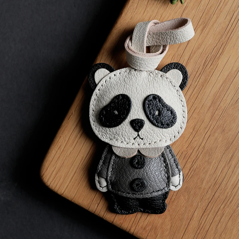 

Подвеска в виде панды, подвеска для сумки из французской овчины, подвеска для телефона, брелок из натуральной кожи ручной работы.