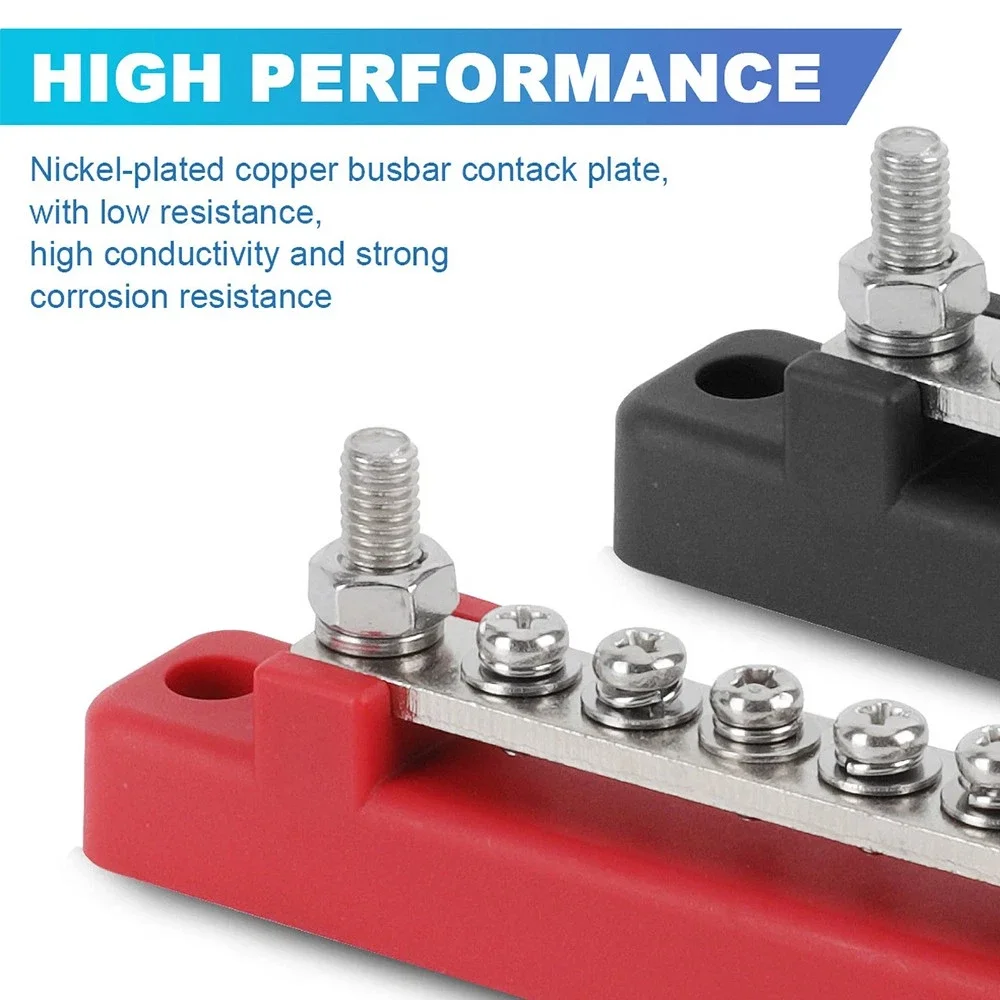 

Power Distribution Block Nickel-Plated Car Power Block Marine Bus Bar Nylon Base Bus Bar For Rv Marine Electrical Wiring