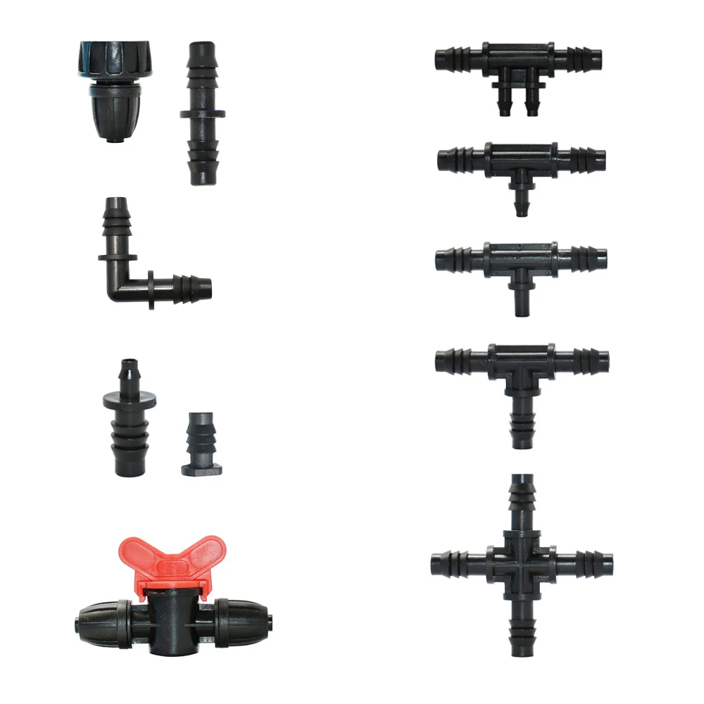 Conector de agua de jardín de 3/8 "y 1/4", divisor reductor de manguera de 8/11 y 4/7mm, sistema de riego de juntas, válvula de ajuste de manguera, Barb Tee Join