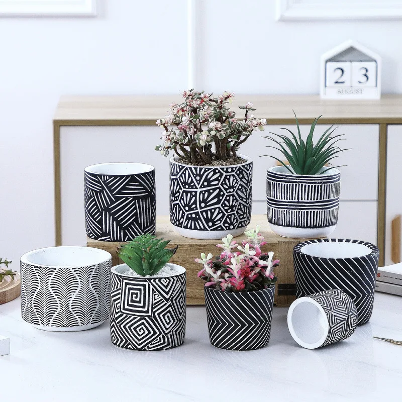 

Retro Cement flower pot plant Creative suculentas pots flowerpot balcony decorations vasi per piante maceta garden accessories