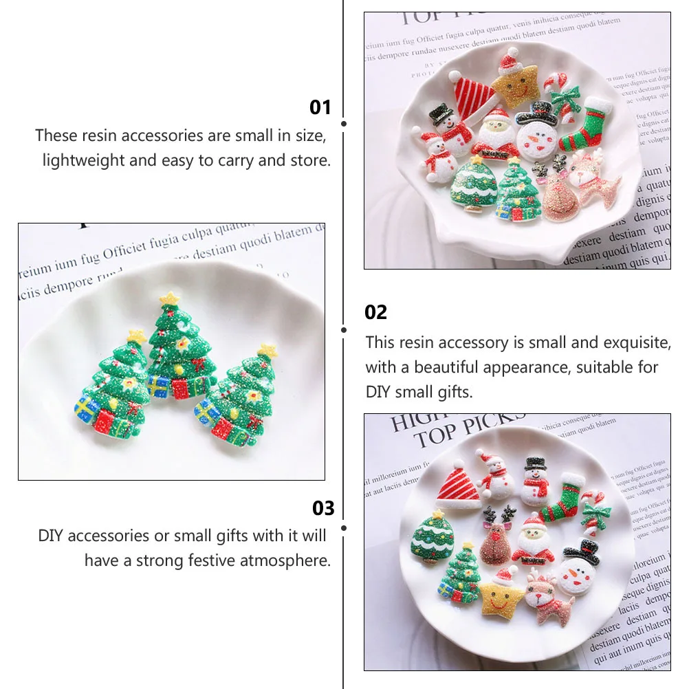 

60Pcs Mini Resin Christmas Ornaments DIY Jewelry Accessory Craft Kit for Handmade Gift Decoration Xmas DIY Ornament Set