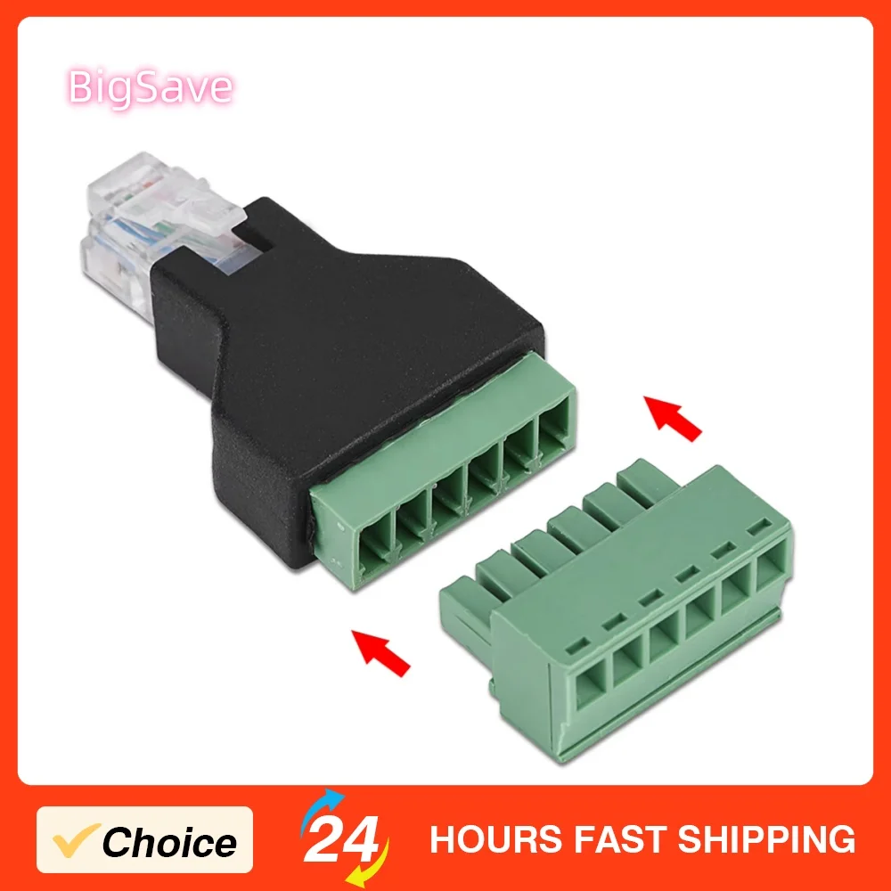 1Pcs Ethernet RJ12 6P6C Male to 6 Pin Screw Terminals Adapter Connector Brand New Compact Design and Reliable Connection