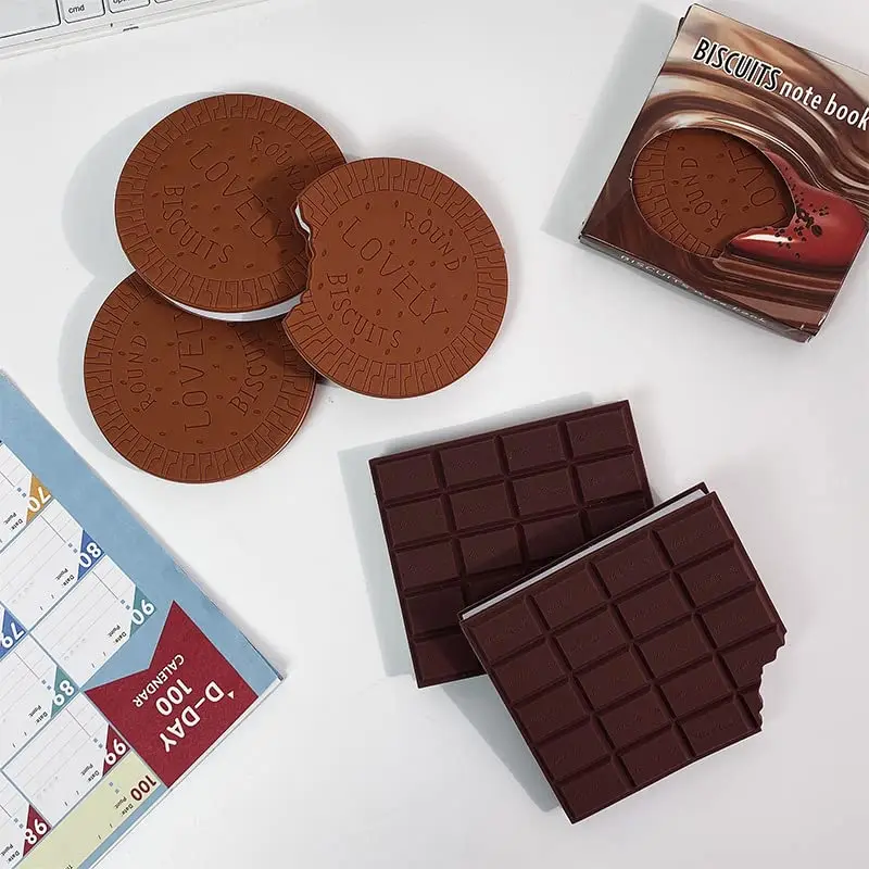 80Page/Set Creative Scented Pocket Notepads Set Chocolate Cream & Strawberry Flavored Tear-Off Memo Pads in Cookie A7479