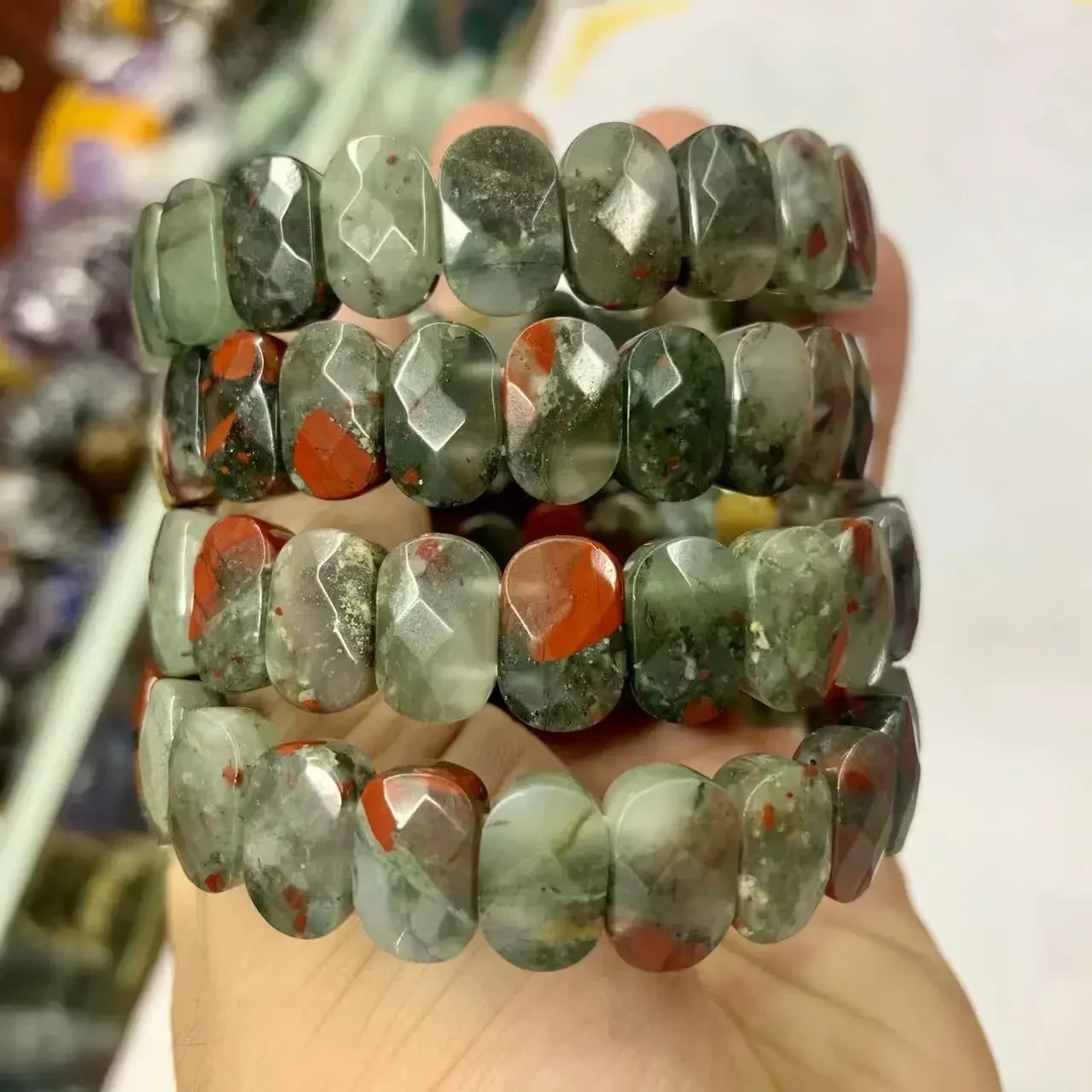 Natural African Bloodstone / Heliotrope Stone Bracelets Simple Energy Stone Bracelet Academic Magnetic Field Jewelry Party Gift