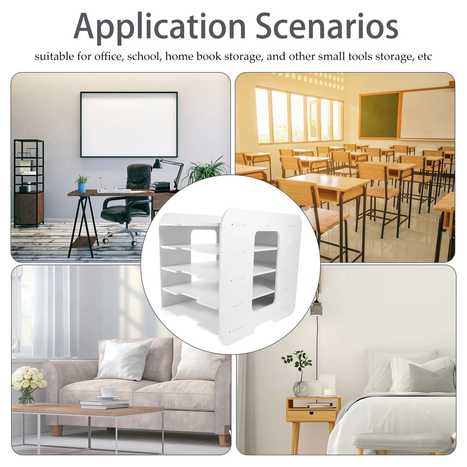 

Stackable Multi-Tiered Desk File Organizer Desktop Document Storage Rack Plastic Wood Composite A4 Paper Holder